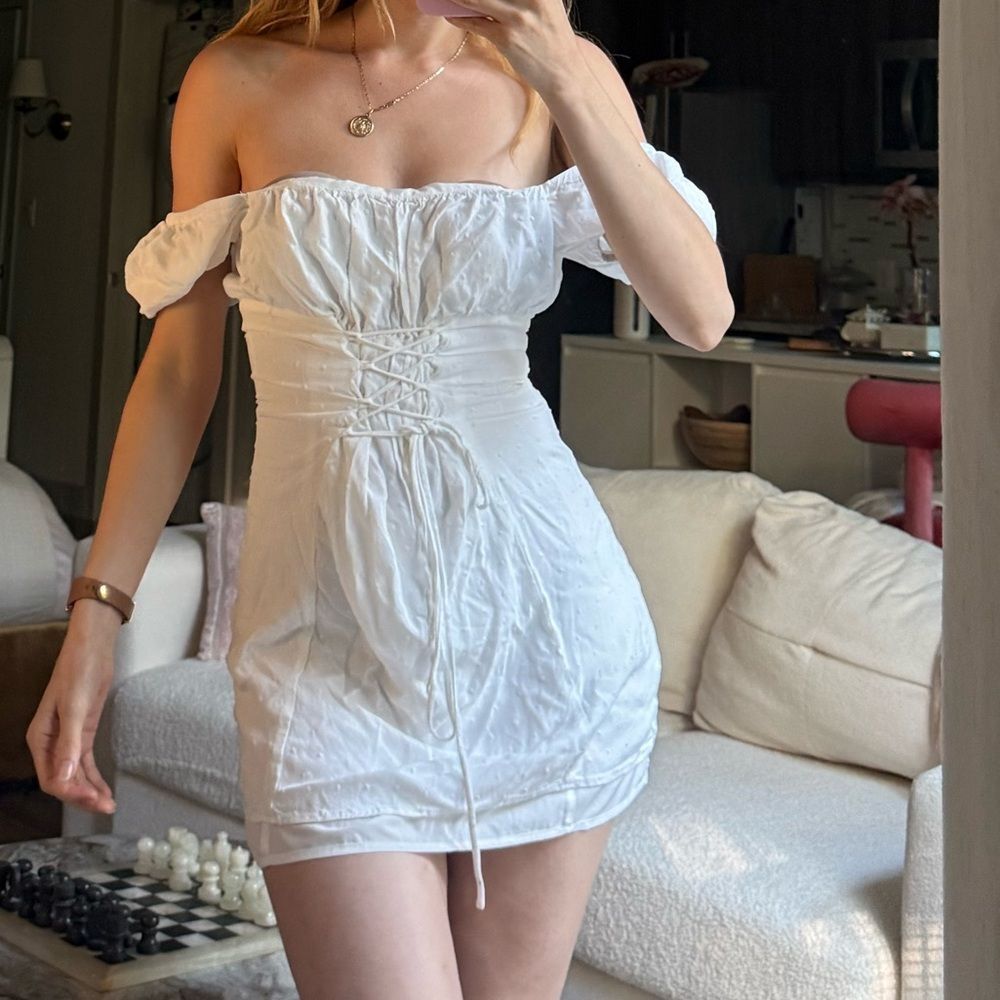 Princess Polly fauci Milkmaid Corset Mini Dress Cottagecore Puff-Sleeve